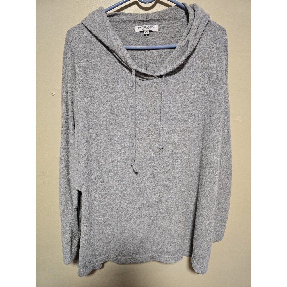 Chic Soul Women's Super Soft Stretchy Plush Light Grey Hoodie Plus Size 3xl - Picture 1 of 3